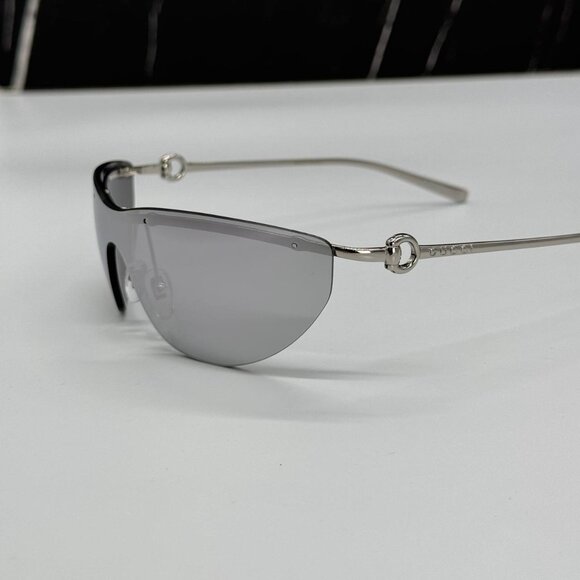 NEW GUCCI WOMEN SHIELD GG1700S 002 SUNGLASSES SILVER GREY GUCCI EYEWEAR - Picture 6 of 11